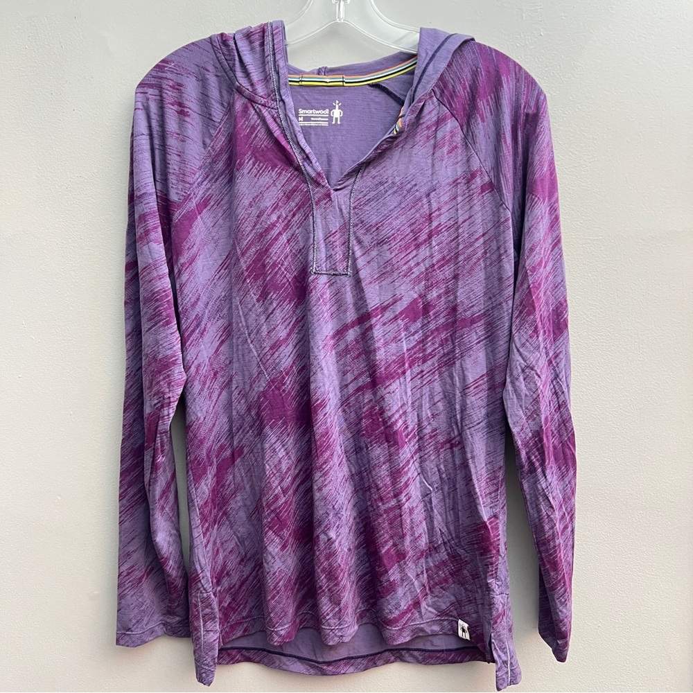 Smartwool Women's Purple and Magenta Brushstroke Long Sleeve Hoodie